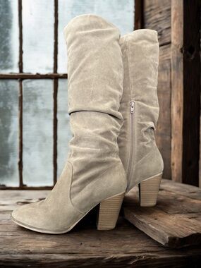Target Women's Taupe Suede Over-the-Knee Heeled Boots